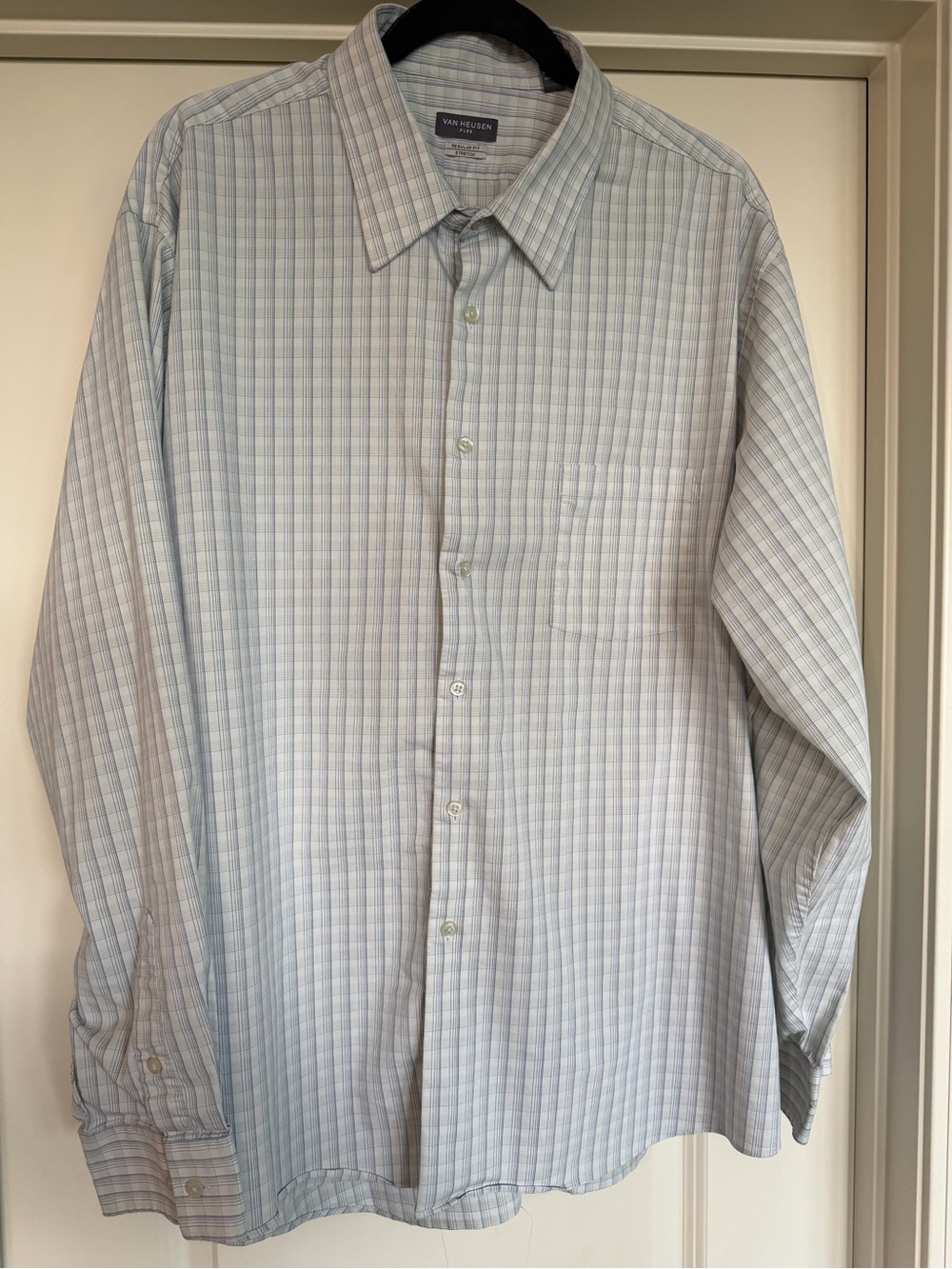 Van Heusen Light Blue and White Plaid Dress Shirt